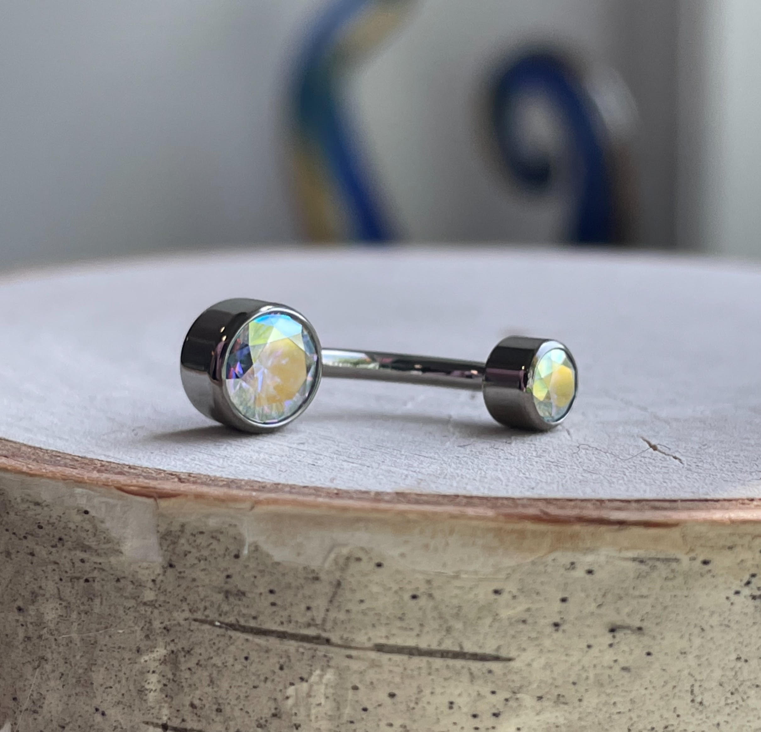 Aurora Borealis Navel Curve by Industrial Strength (4mm/6mm Bezel Gems)