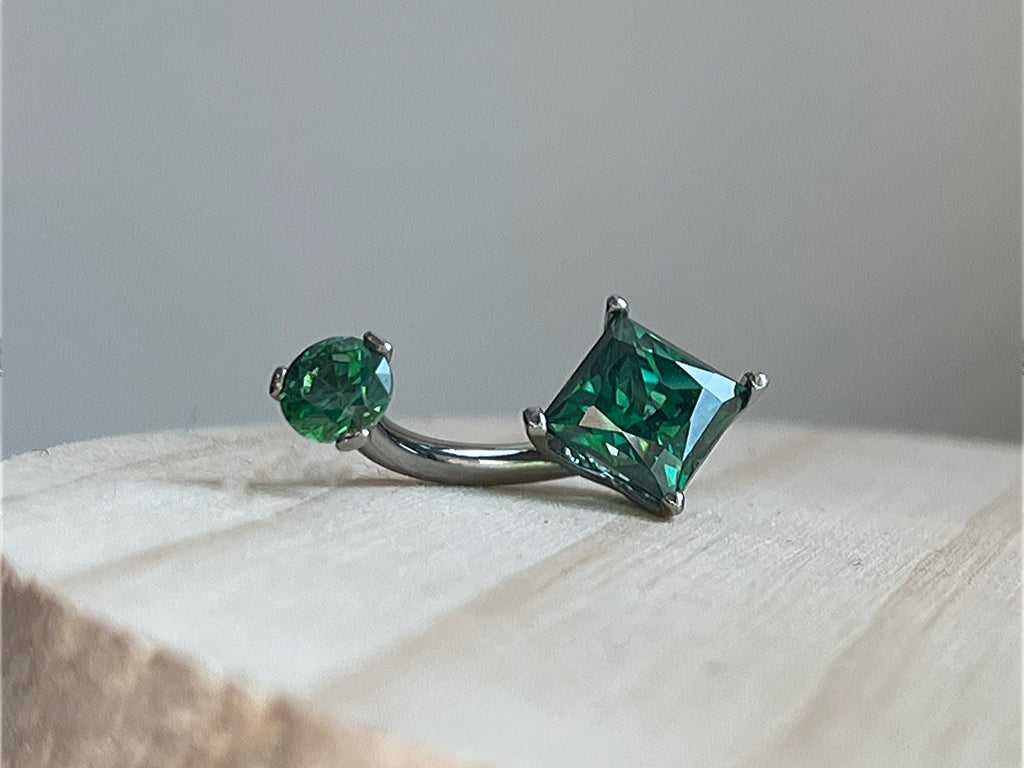 Prong-set Square Princess Star Cut Navel Curve by Industrial Strength