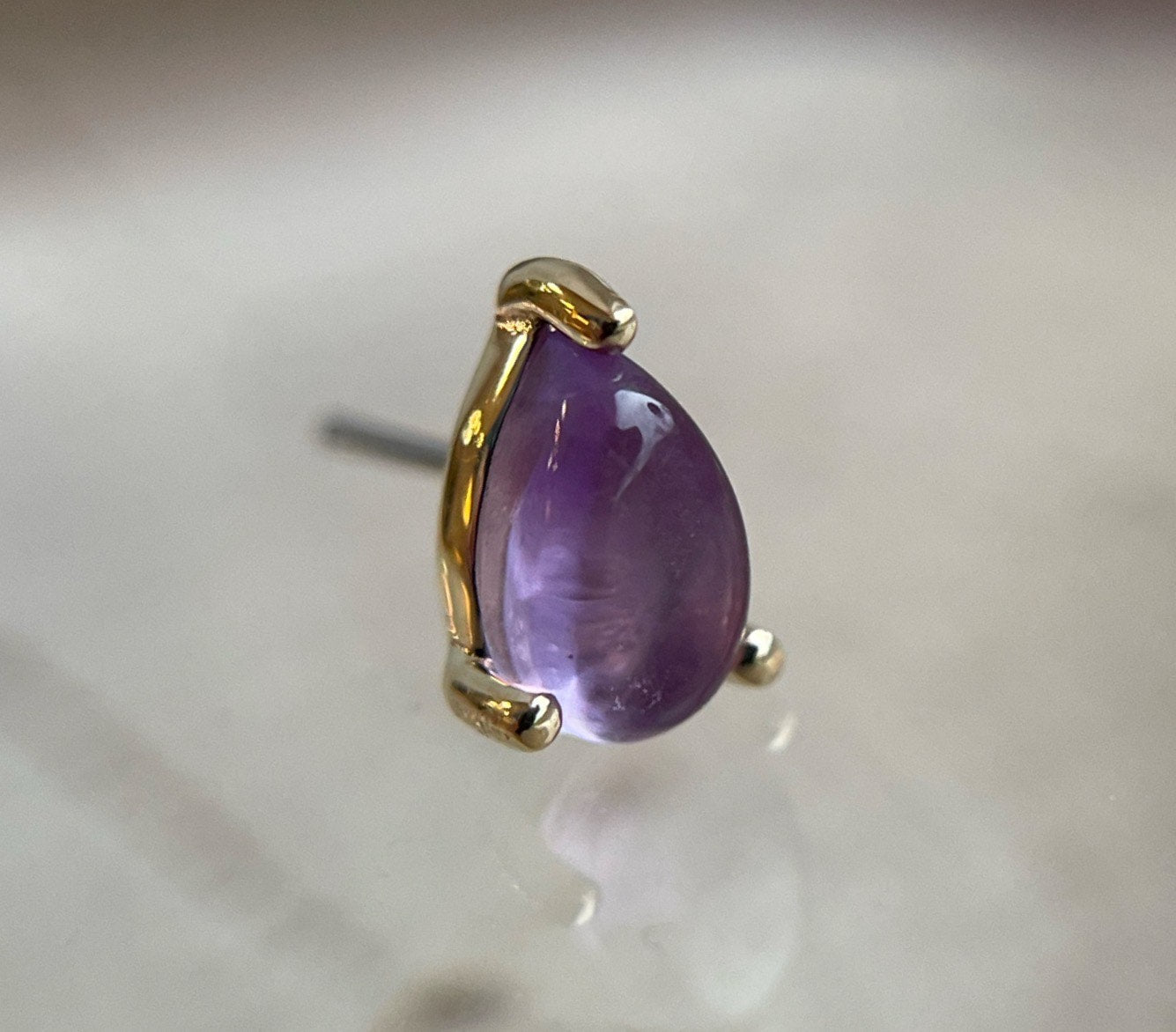 Amethyst Prong Pear by Buddha Jewelry