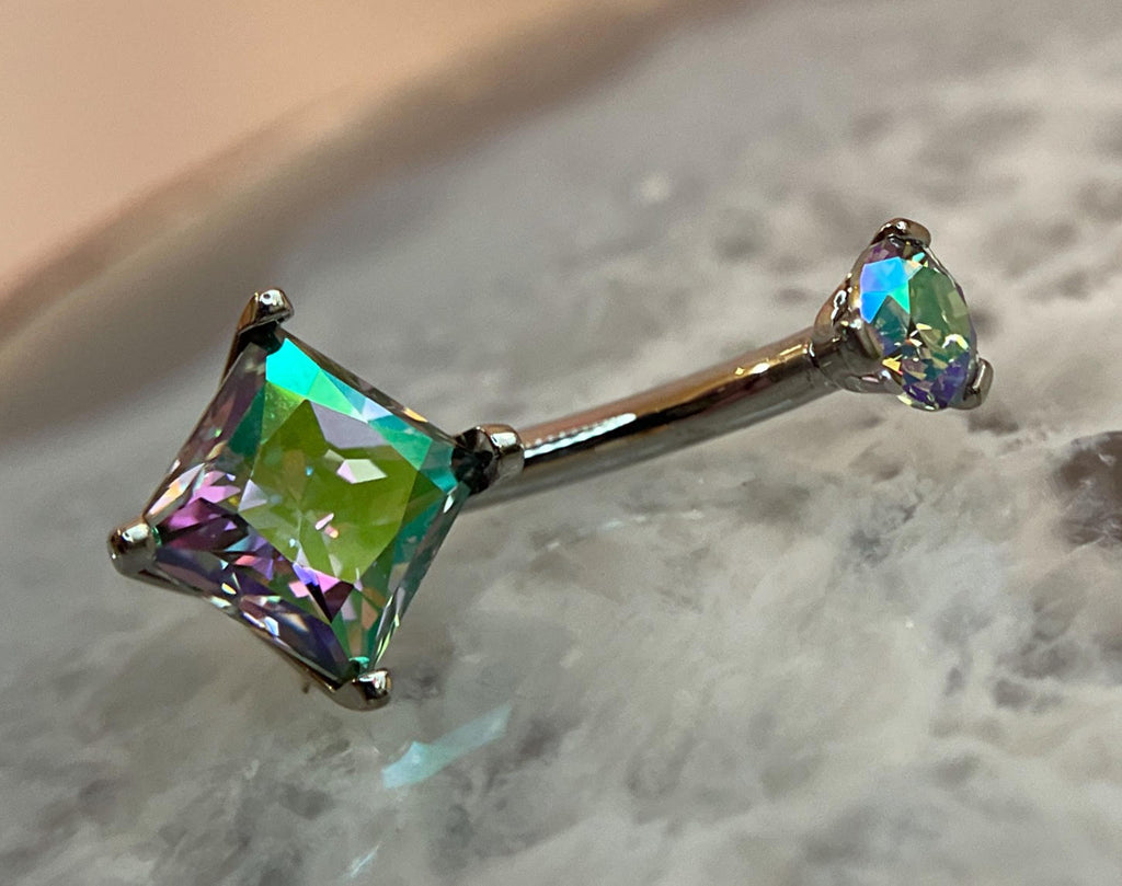 Prong-set Square Princess Star Cut Navel Curve by Industrial Strength