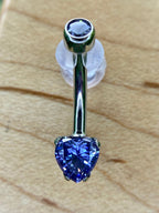 Tanzanite CZ Heart Navel Curve by Anatometal