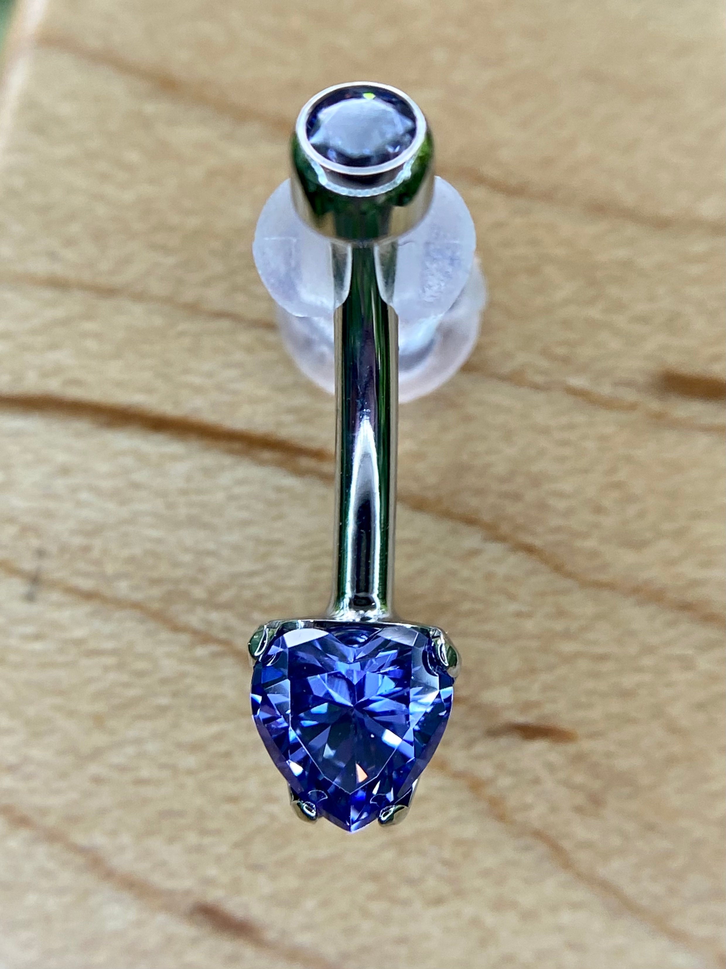 Tanzanite CZ Heart Navel Curve by Anatometal