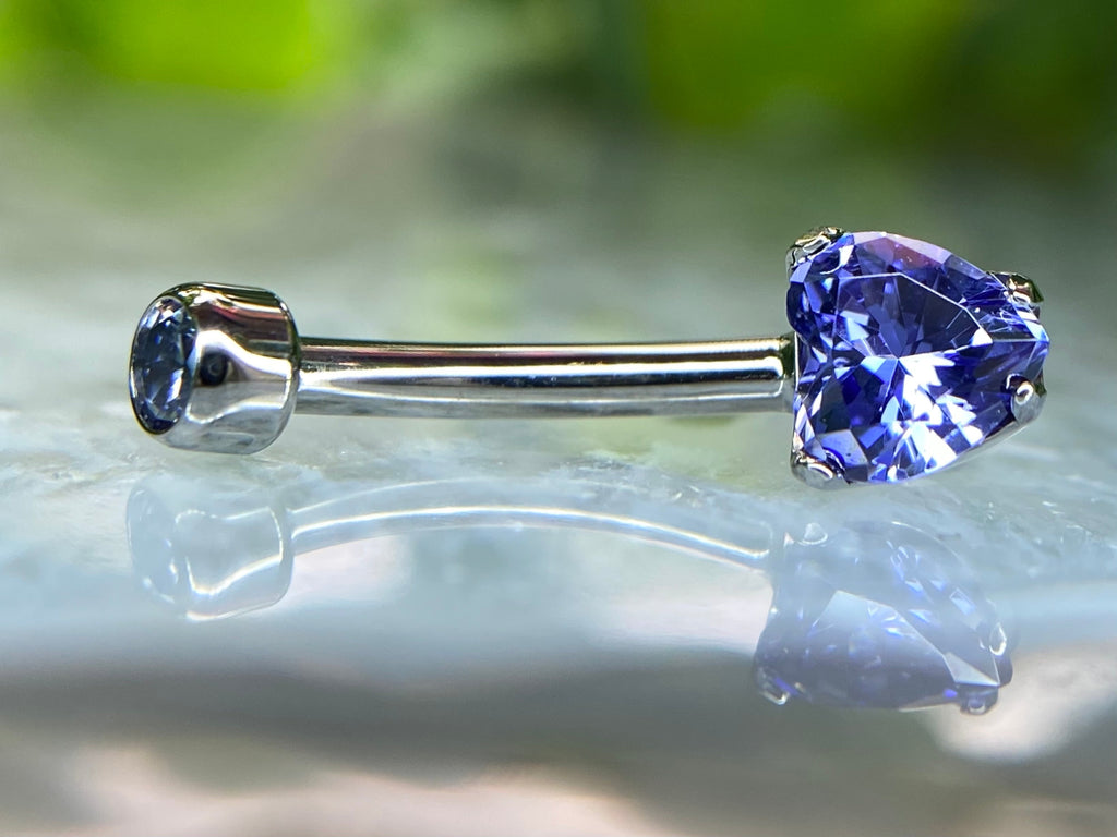 Tanzanite CZ Heart Navel Curve by Anatometal