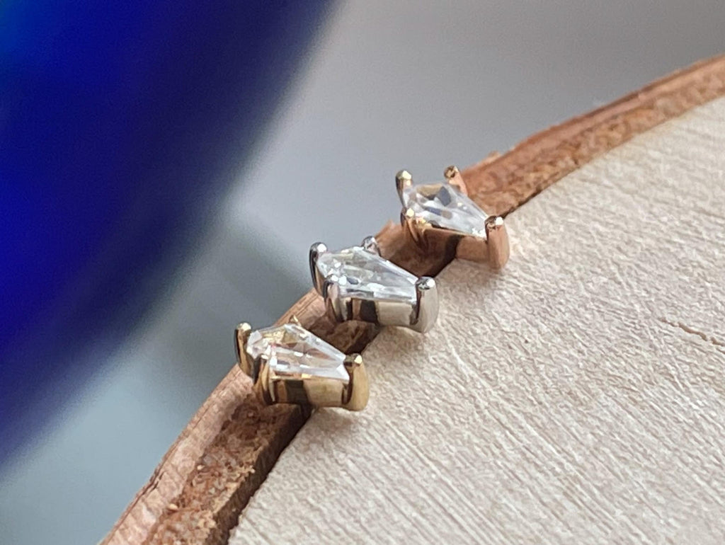 Mini Soho Kite Cut CZ Threadless End by Buddha Jewelry