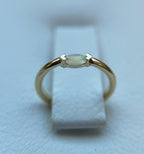 White Opal Marquise Fixed Bead Seam Ring Prong by BVLA