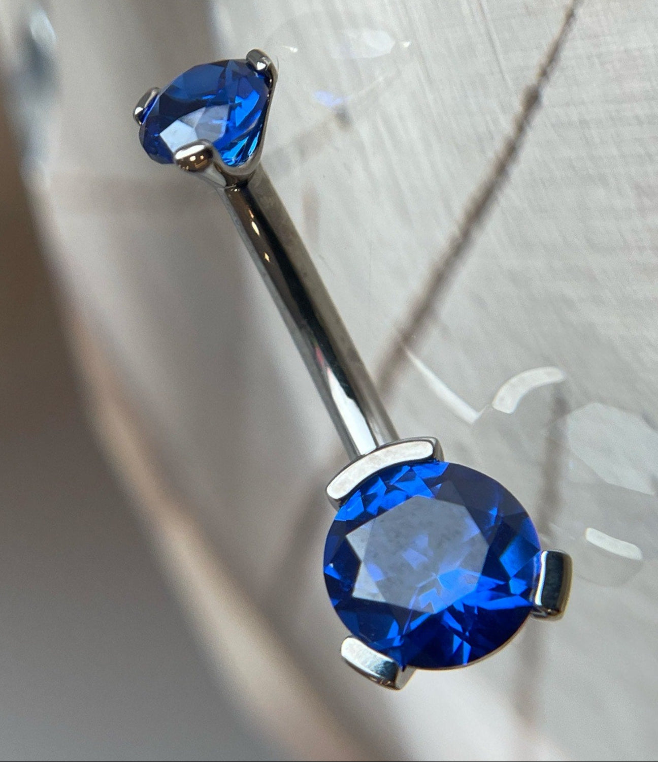 Prong-Set Round Faceted Gem Navel Curve by Industrial Strength (ALL COLORS)