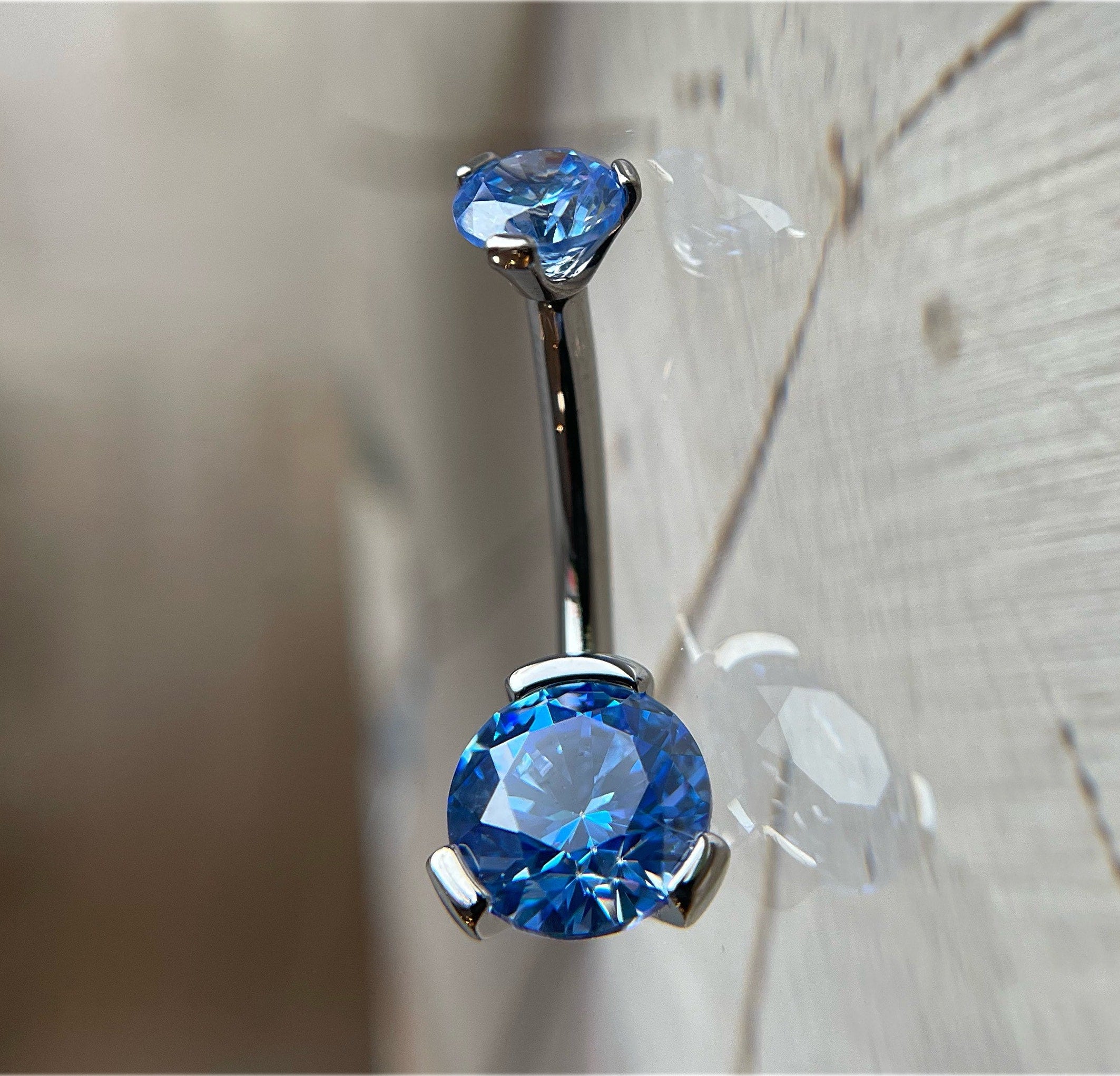 Prong-Set Round Faceted Gem Navel Curve by Industrial Strength (ALL COLORS)