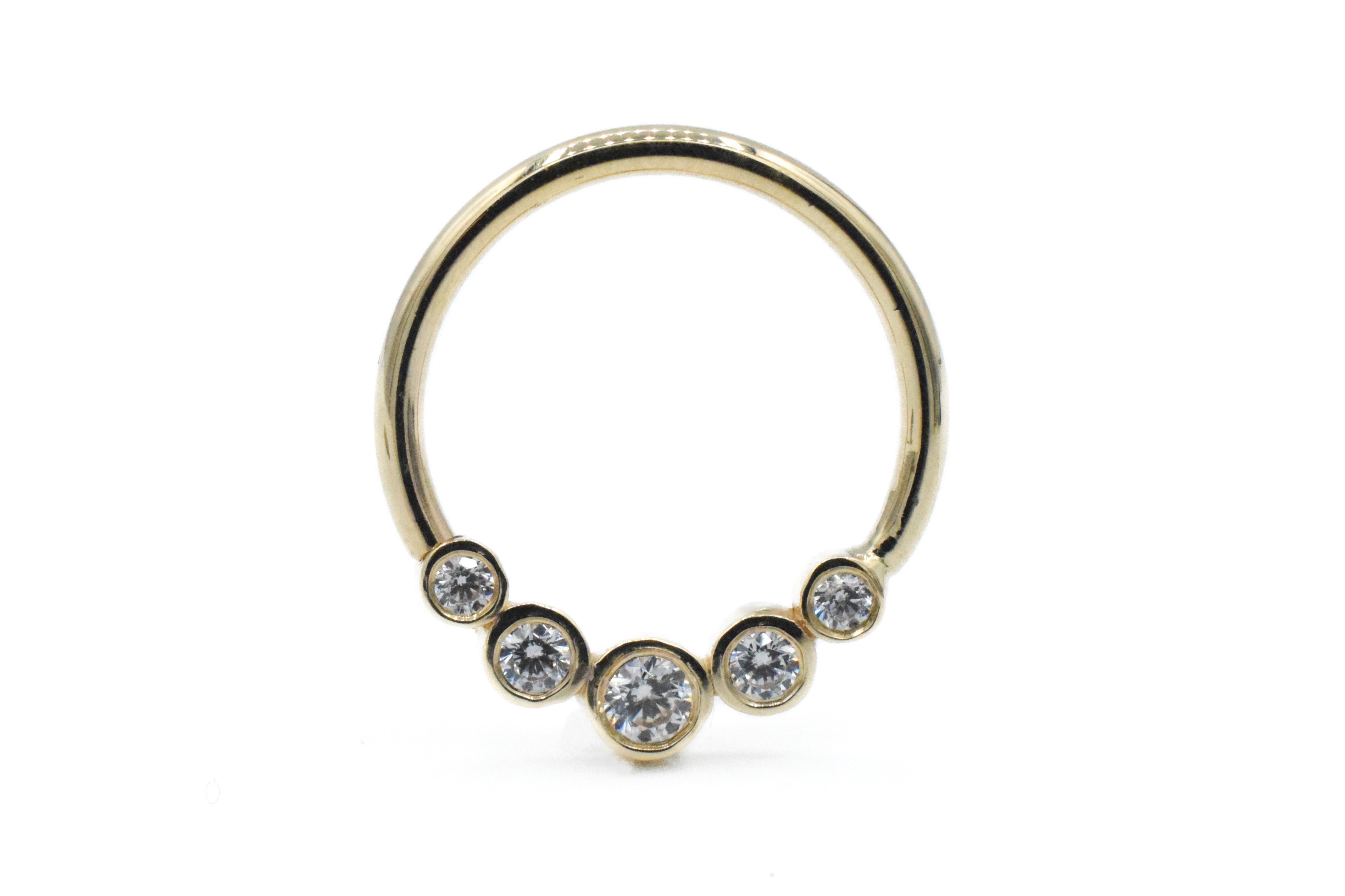 5 Gem Bezel Cluster Seam Ring by Norvoch