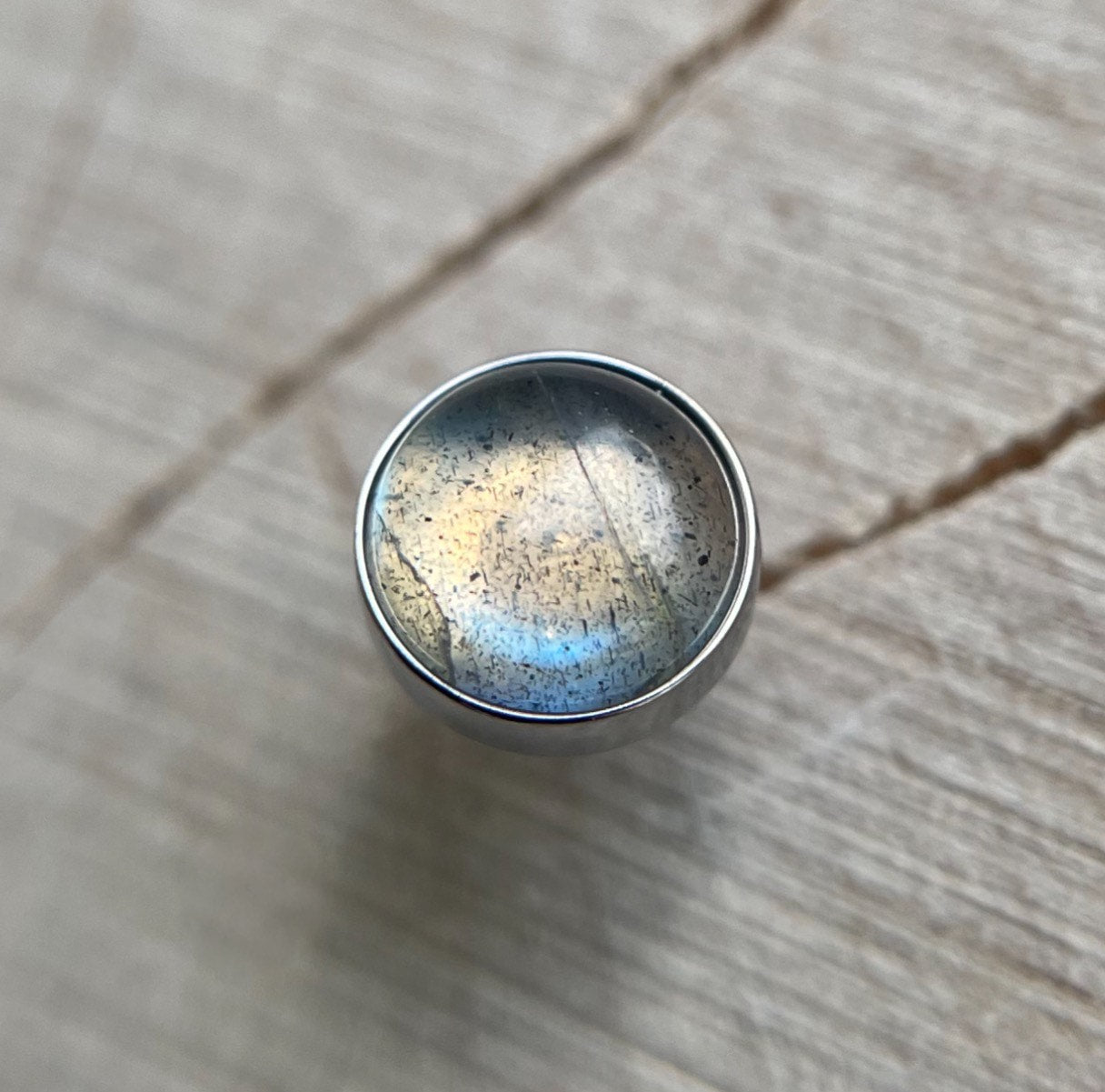Threadless Genuine Labradorite Cabochon by People's Jewelry