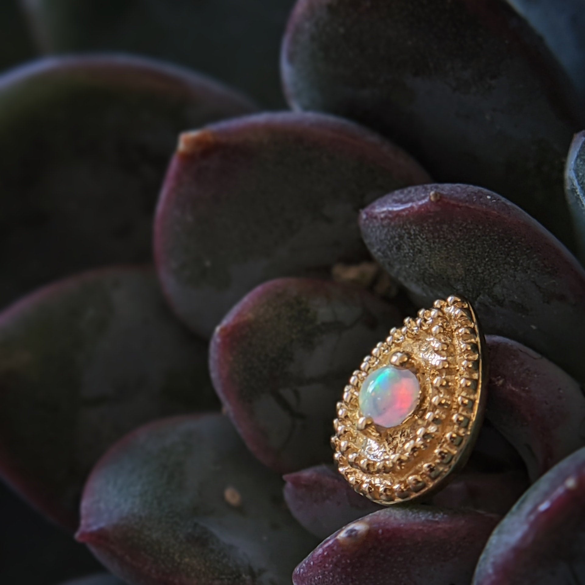 Milgrain Opal Pear by Junipurr Jewelry