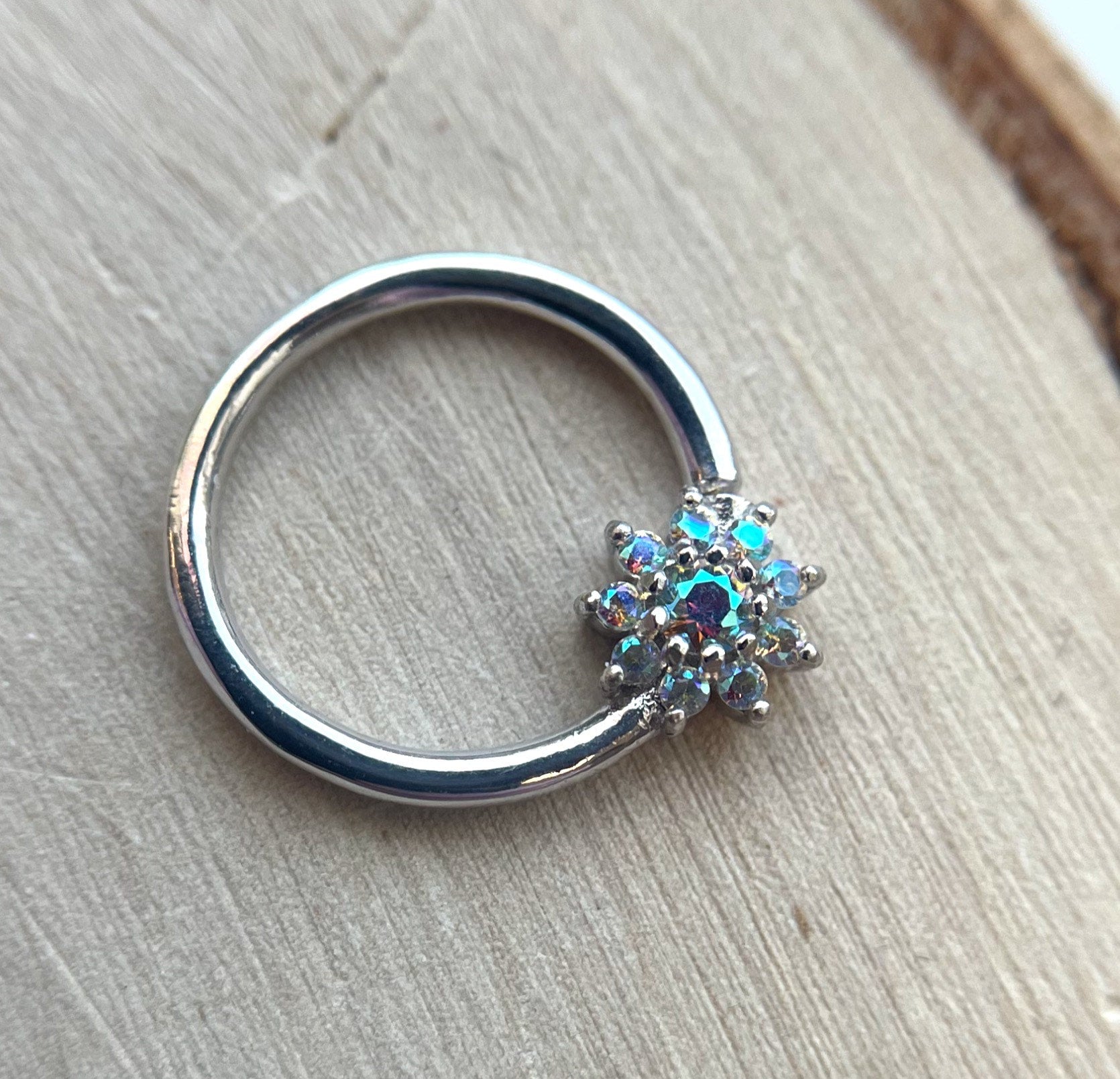 Eloise Mercury Mist Topaz Seam Ring by Buddha Jewelry