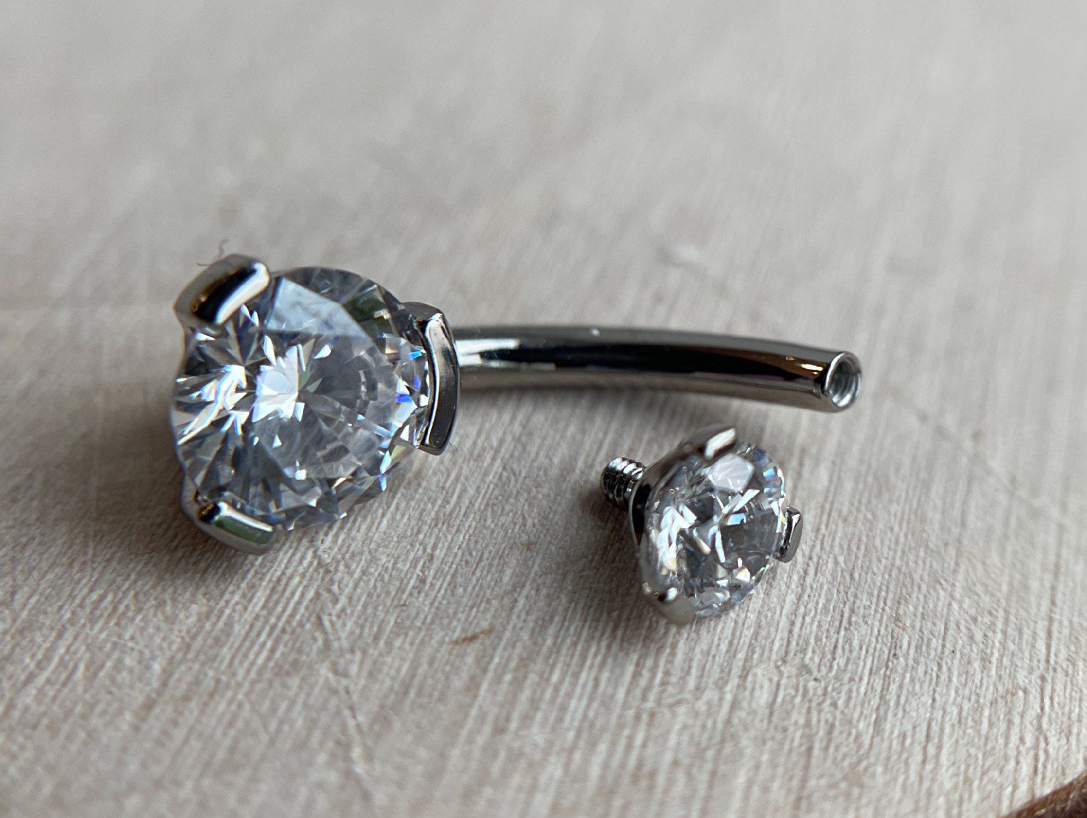 Prong-Set Round Faceted Gem Navel Curve by Industrial Strength (ALL COLORS)