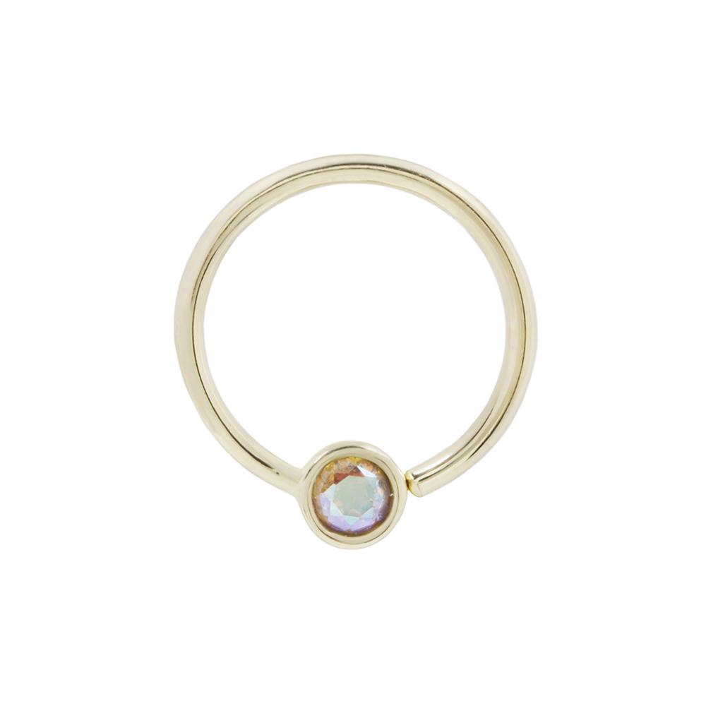 Mercury Mist Topaz Fixed Bezel Bead Ring by Buddha Jewelry