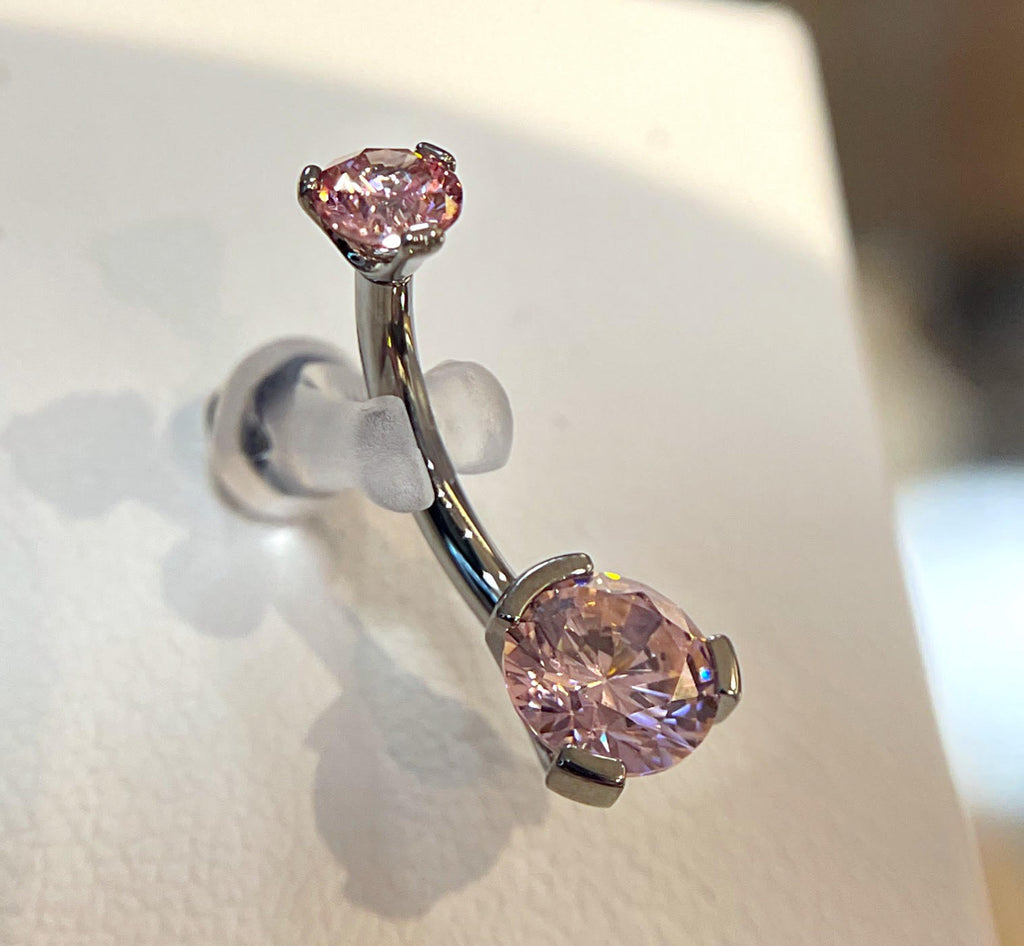 Prong-Set Round Faceted Gem Navel Curve by Industrial Strength (ALL COLORS)