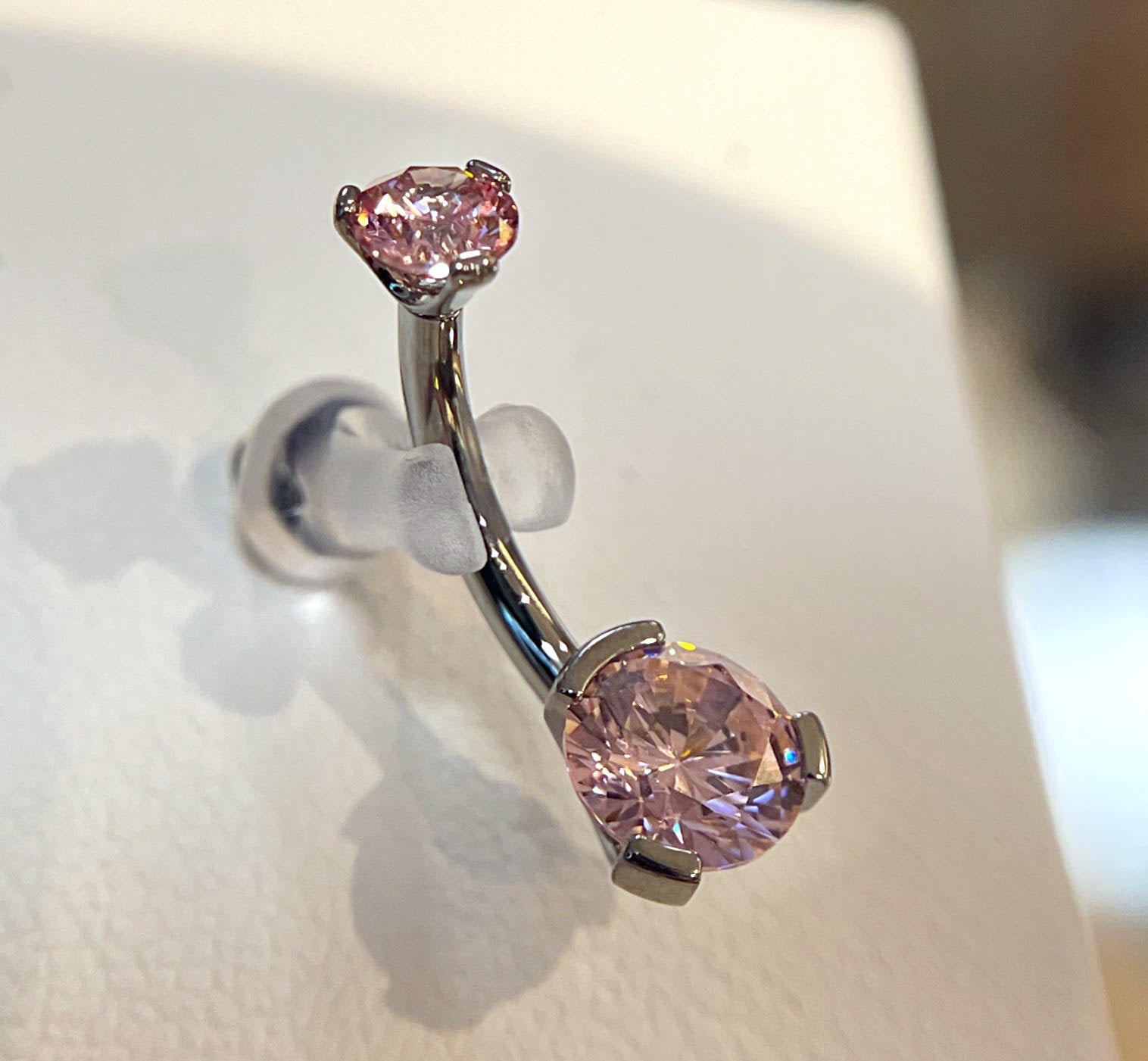 Prong-Set Round Faceted Gem Navel Curve by Industrial Strength (ALL COLORS)