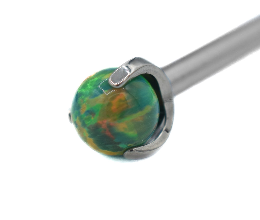 14g 3-Prong Opal Nipple Barbell Ends by People's Jewelry (ALL COLORS)