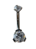Prong-Set Round Faceted Gem Navel Curve by Industrial Strength (ALL COLORS)