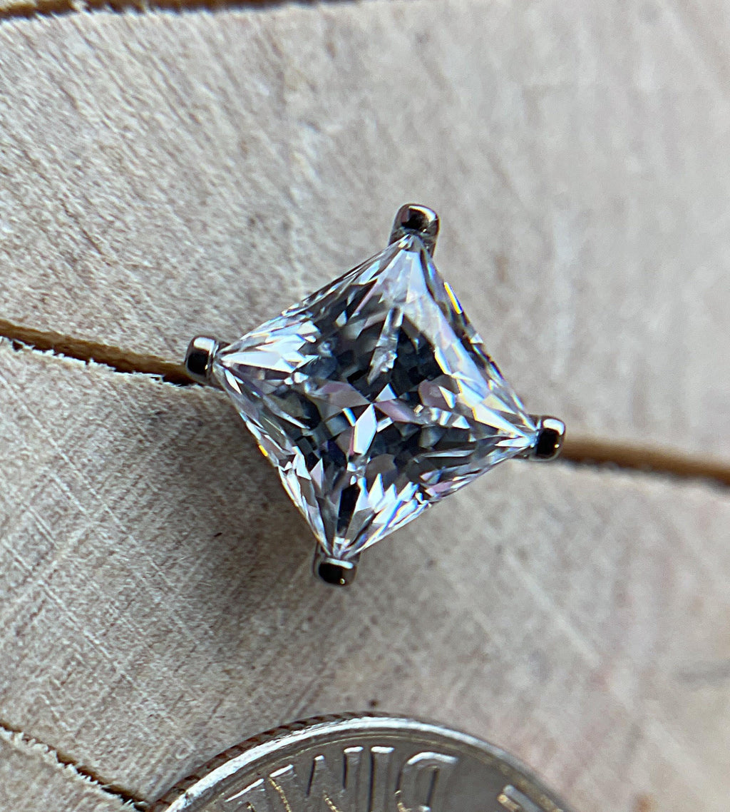 6mm Threaded Princess Cut CZ by Industrial Strength