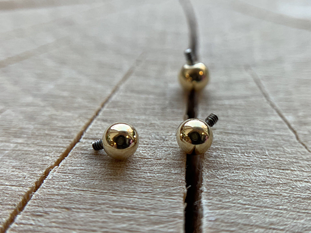 14k Solid Gold Threaded Bead by Body Gems