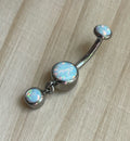 Bezel Set Opal Dangle Navel Curve by Industrial Strength