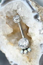 Bijoux Navel Curve (4-N) CZ/White Opal by LeRoi Fine Jewelry