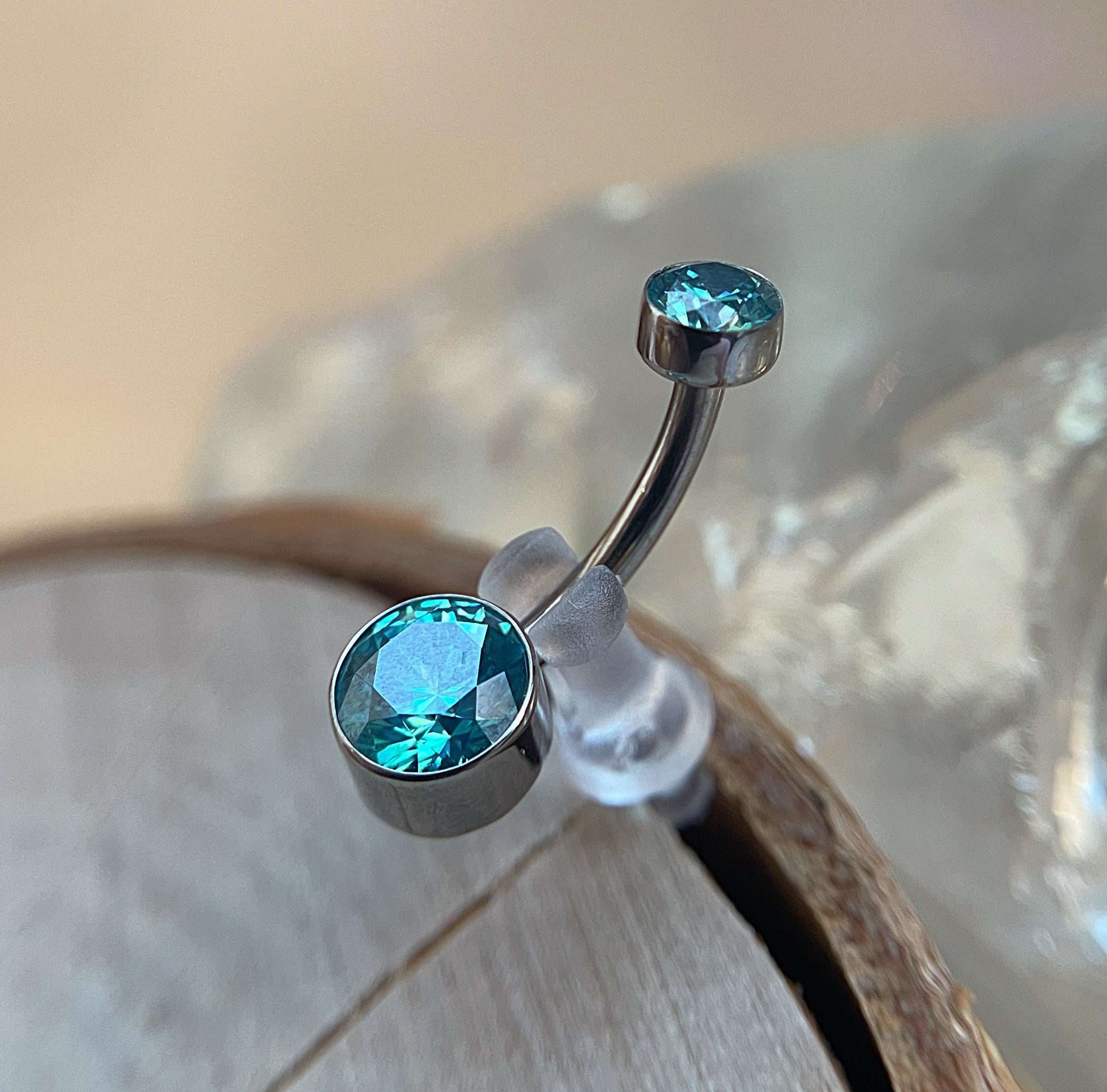 Mint CZ Navel Curve by Industrial Strength (4mm x 6mm)