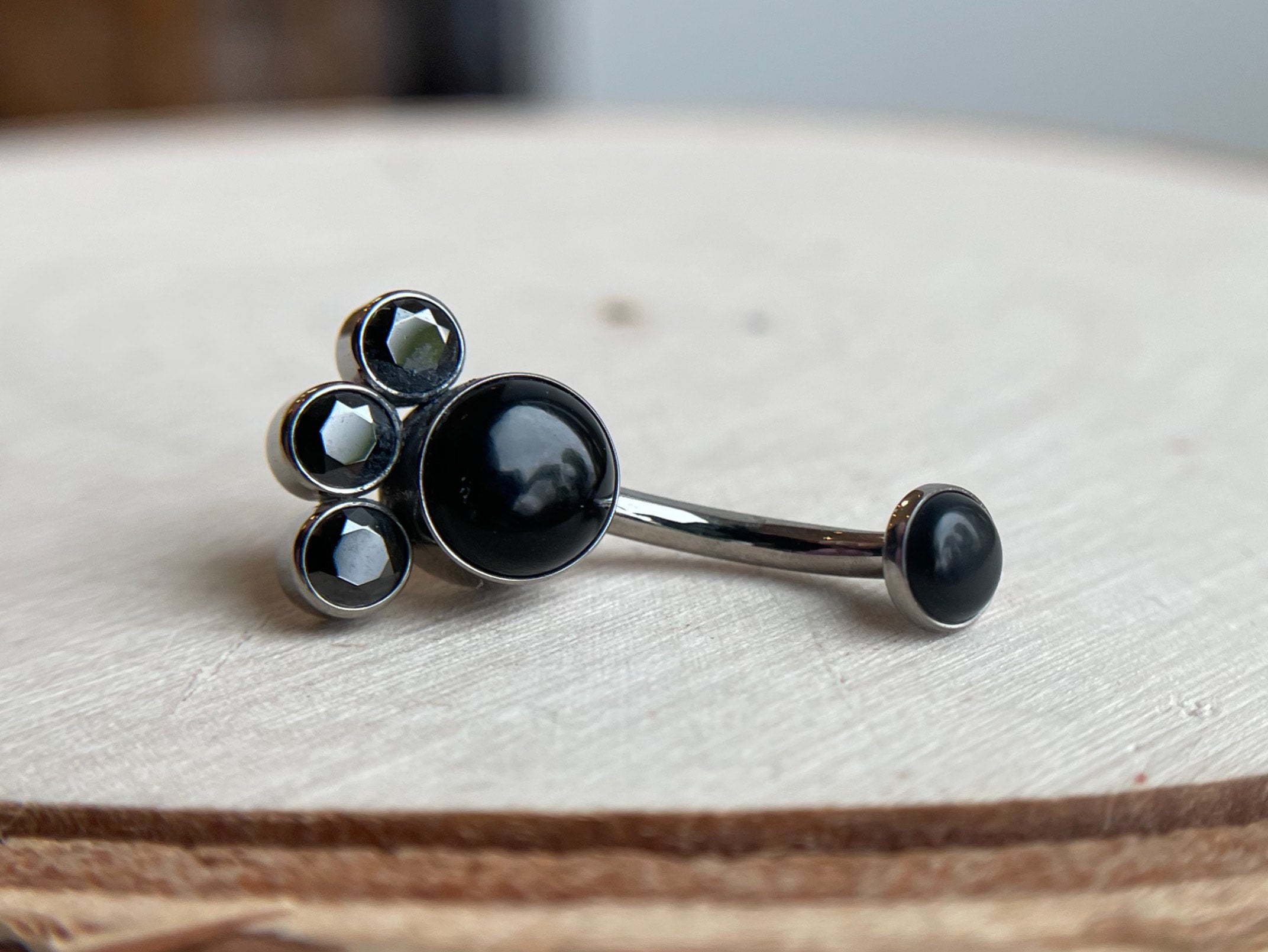 Bijoux Navel Curve Onyx + Black CZ by LeRoi Fine Jewelry