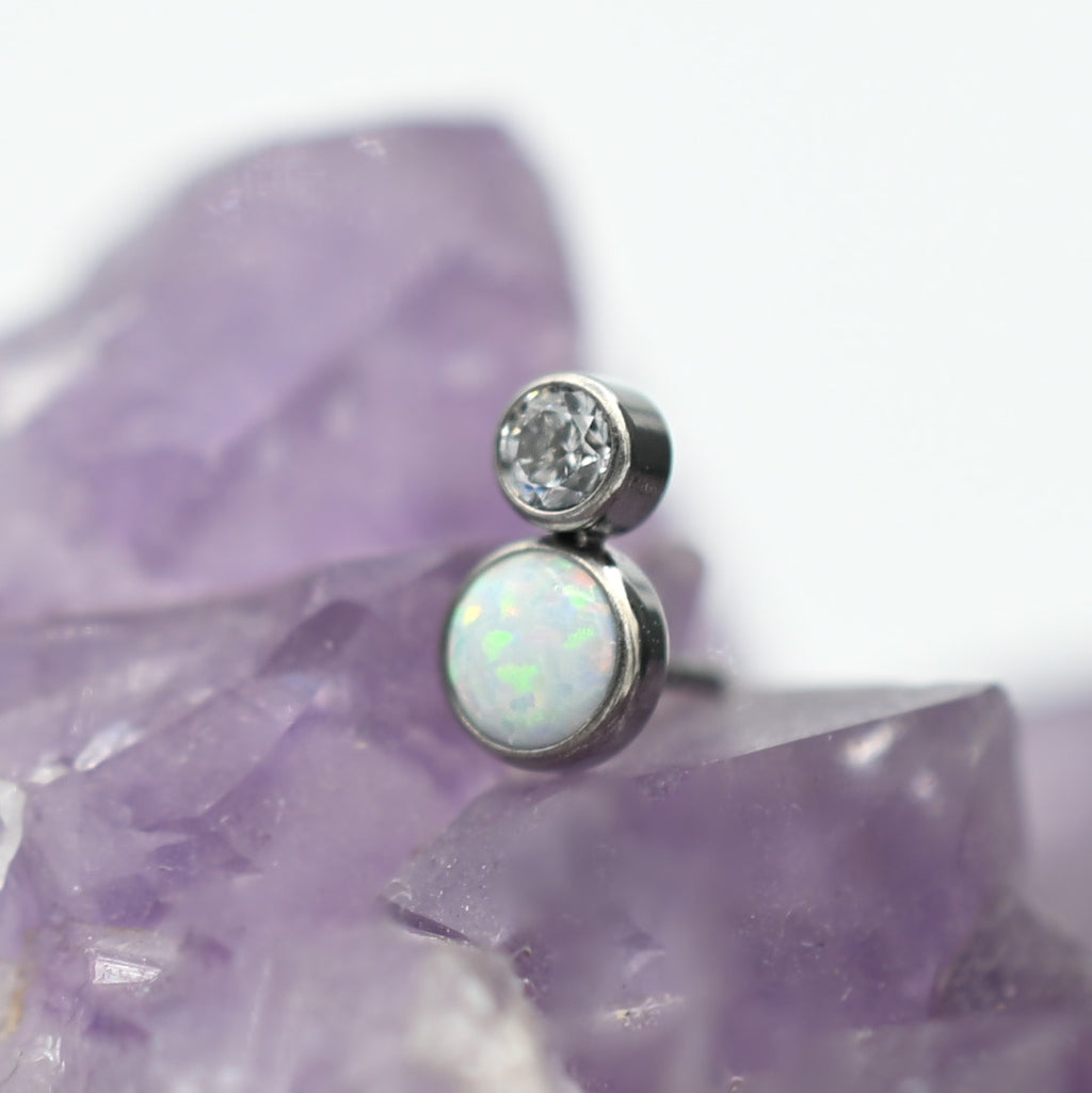 Bezel Set Two Gem Cabochon Cluster by NeoMetal