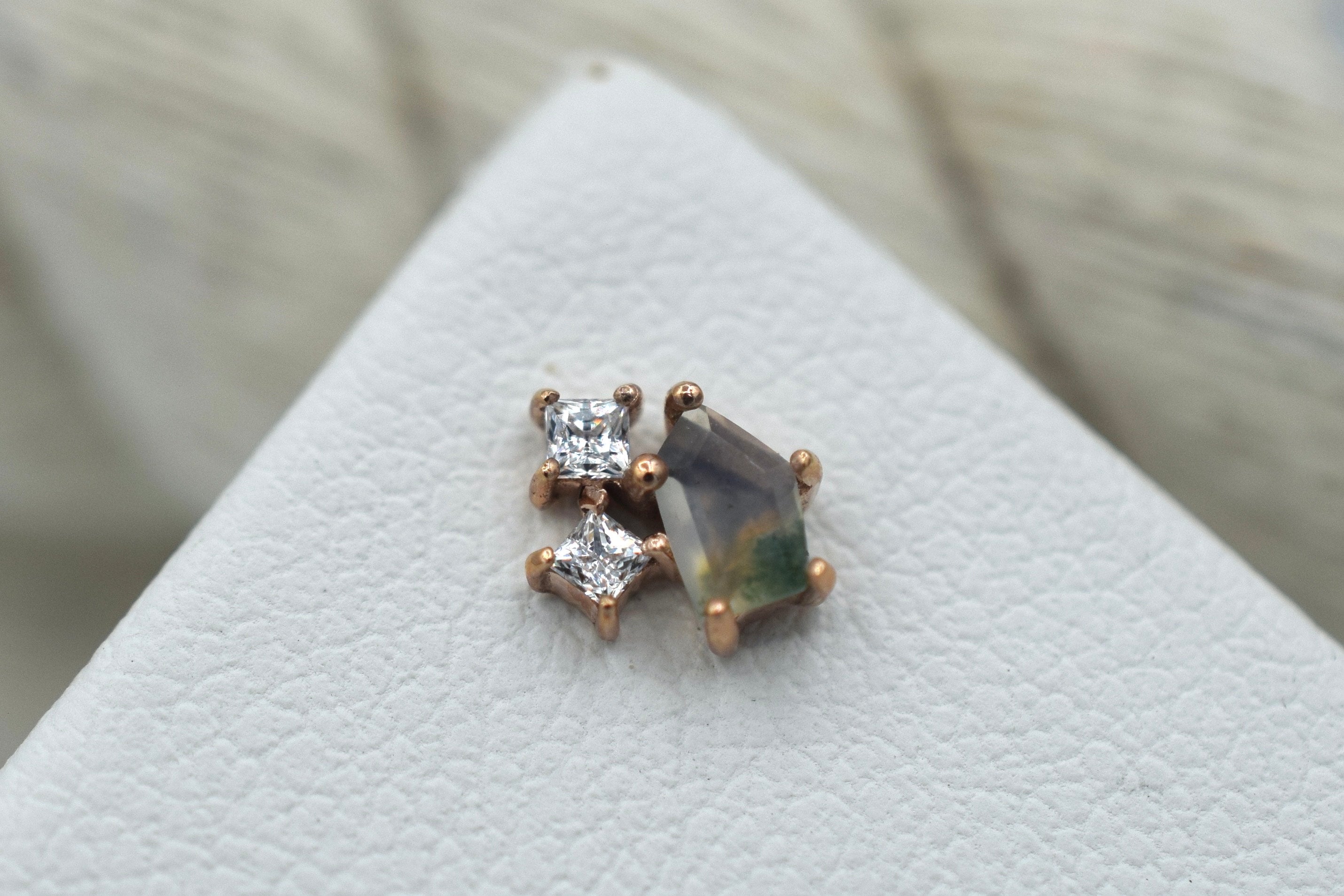 Lyra - Moss Agate + CZ by Buddha Jewelry Organics