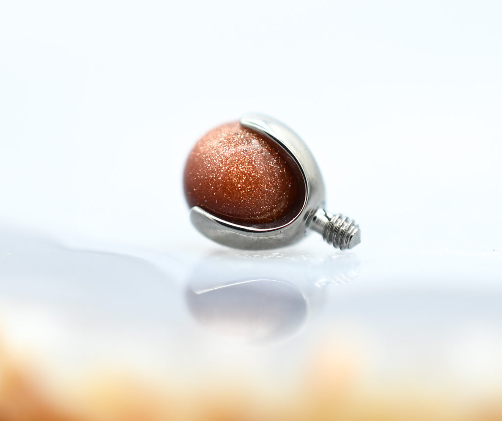 14g 3-Prong Natural Stones for Nipple Barbells (ALL COLORS) by People's Jewelry