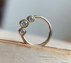 3 Gem Bezel Cluster Seam Ring by Norvoch