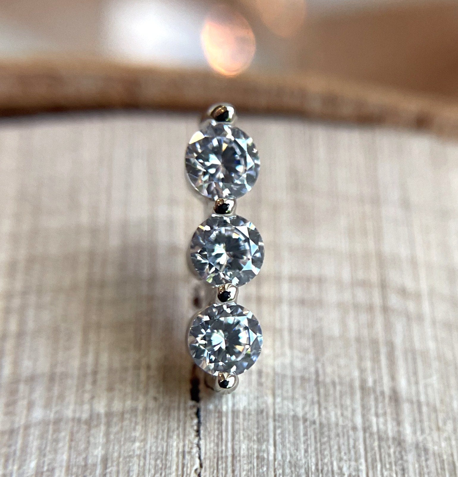 3 CZ Gem Bezel Bar by Norvoch