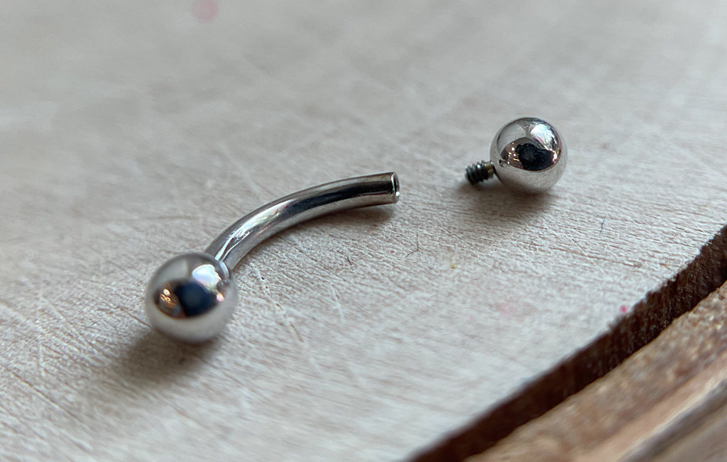 Solid 14k Gold Curved Barbell by Body Gems