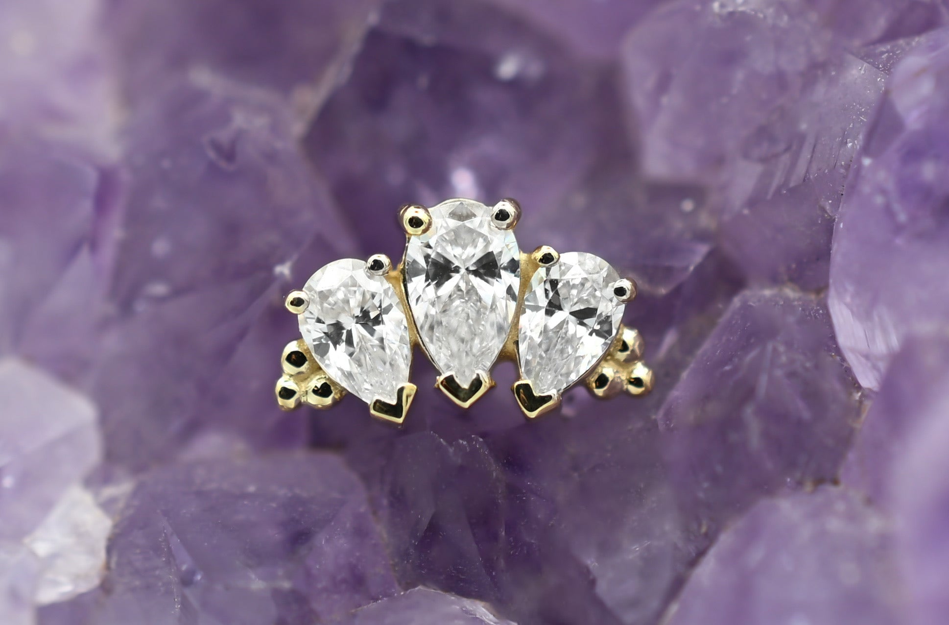 3-Gem Pear Panaraya with White CZ by BVLA