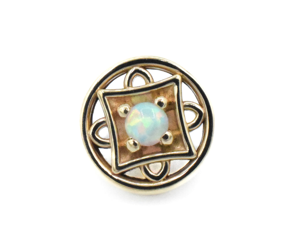 14ga Deco Circle with White Opal by Body Gems