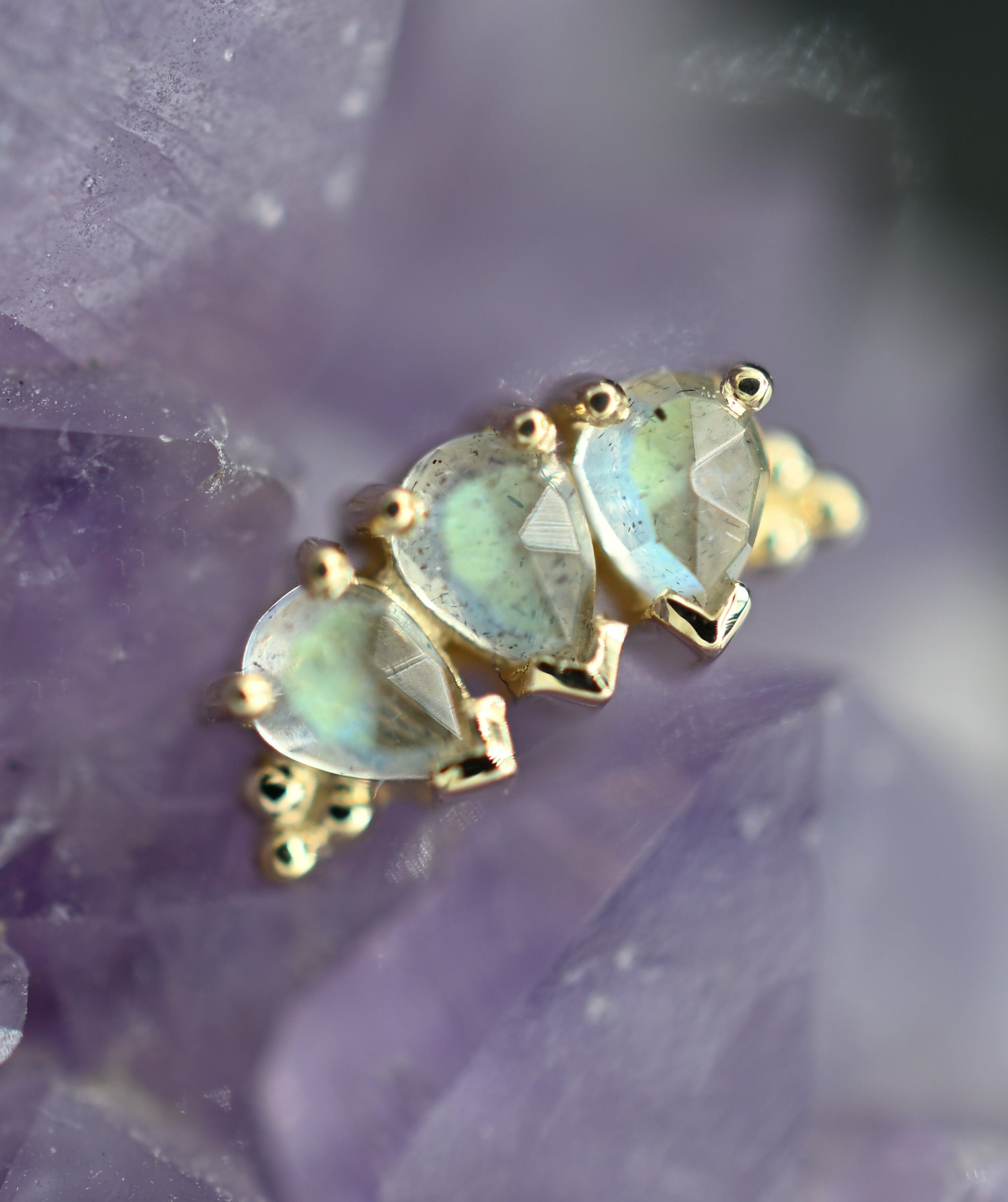 Tiny 3-Gem Pear Panaraya with Labradorite by BVLA