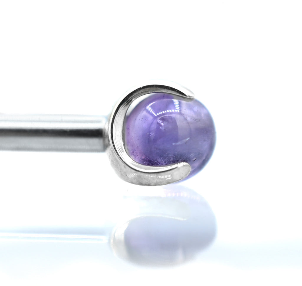 14g 3-Prong Natural Stones for Nipple Barbells (ALL COLORS) by People's Jewelry