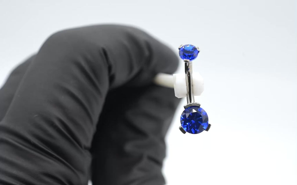 Prong-Set Round Faceted Gem Navel Curve by Industrial Strength (ALL COLORS)