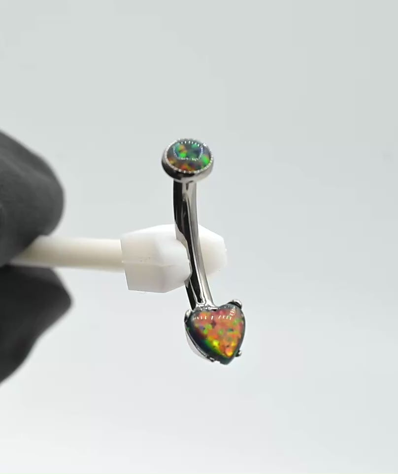 Black Opal Heart Navel Curve by Anatometal