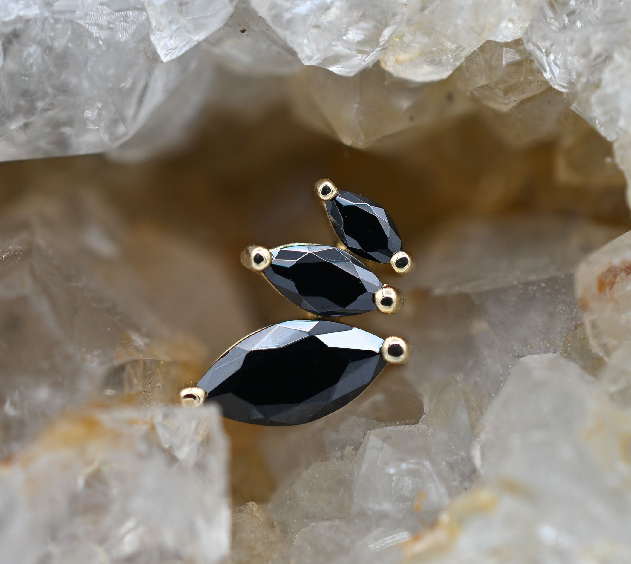 Malice - Yellow Gold Black CZ by Junipurr Jewelry